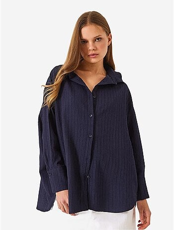 Chemise froissée basique surdimensionnée à épaules dénudées bianco lucci