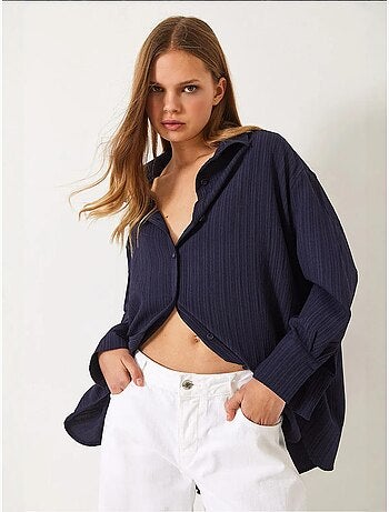 Chemise froissée basique surdimensionnée à épaules dénudées bianco lucci