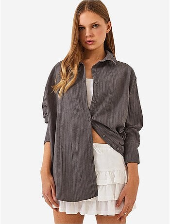 Chemise froissée basique surdimensionnée à épaules dénudées bianco lucci