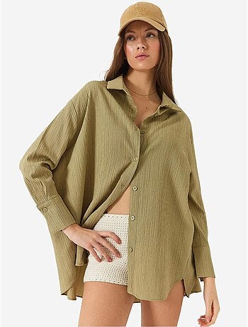Chemise froissée basique surdimensionnée à épaules dénudées bianco lucci