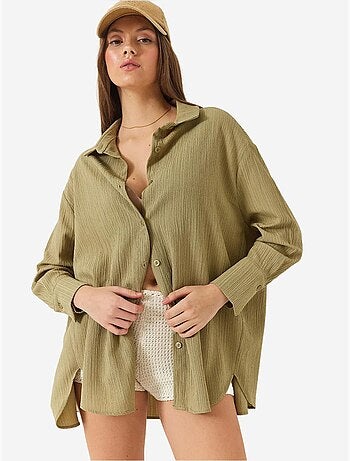 Chemise froissée basique surdimensionnée à épaules dénudées bianco lucci