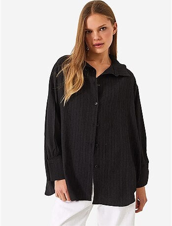 Chemise froissée basique surdimensionnée à épaules dénudées bianco lucci