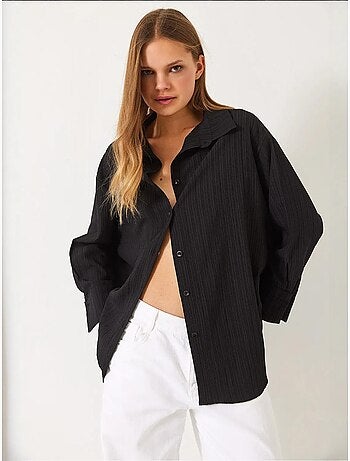 Chemise froissée basique surdimensionnée à épaules dénudées bianco lucci