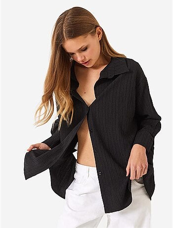Chemise froissée basique surdimensionnée à épaules dénudées bianco lucci