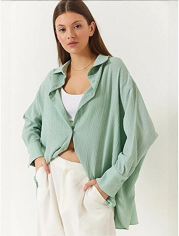 Chemise froissée basique surdimensionnée à épaules dénudées bianco lucci