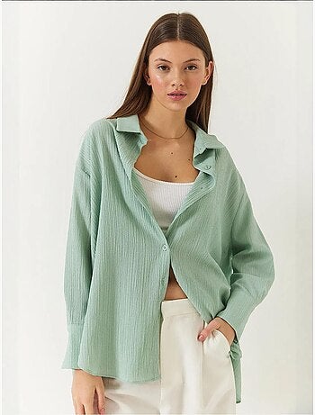 Chemise froissée basique surdimensionnée à épaules dénudées bianco lucci