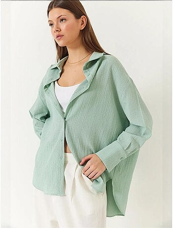 Chemise froissée basique surdimensionnée à épaules dénudées bianco lucci