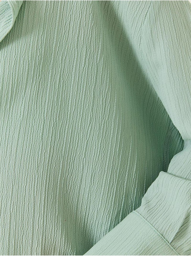 Chemise froissée basique surdimensionnée à épaules dénudées bianco lucci Vert menthe - Kiabi