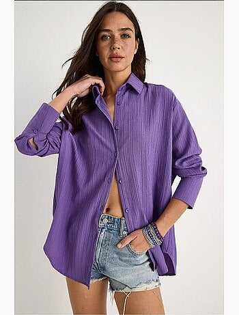Chemise froissée basique surdimensionnée à épaules dénudées lucci