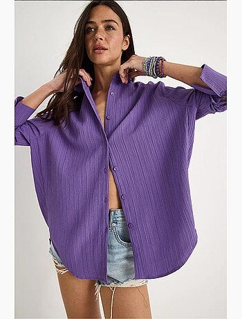 Chemise froissée basique surdimensionnée à épaules dénudées lucci