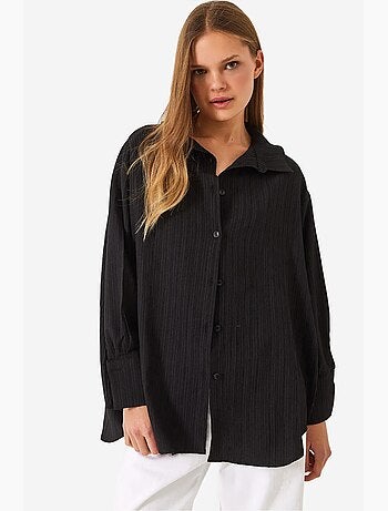 Chemise froissée basique surdimensionnée à épaules dénudées lucci