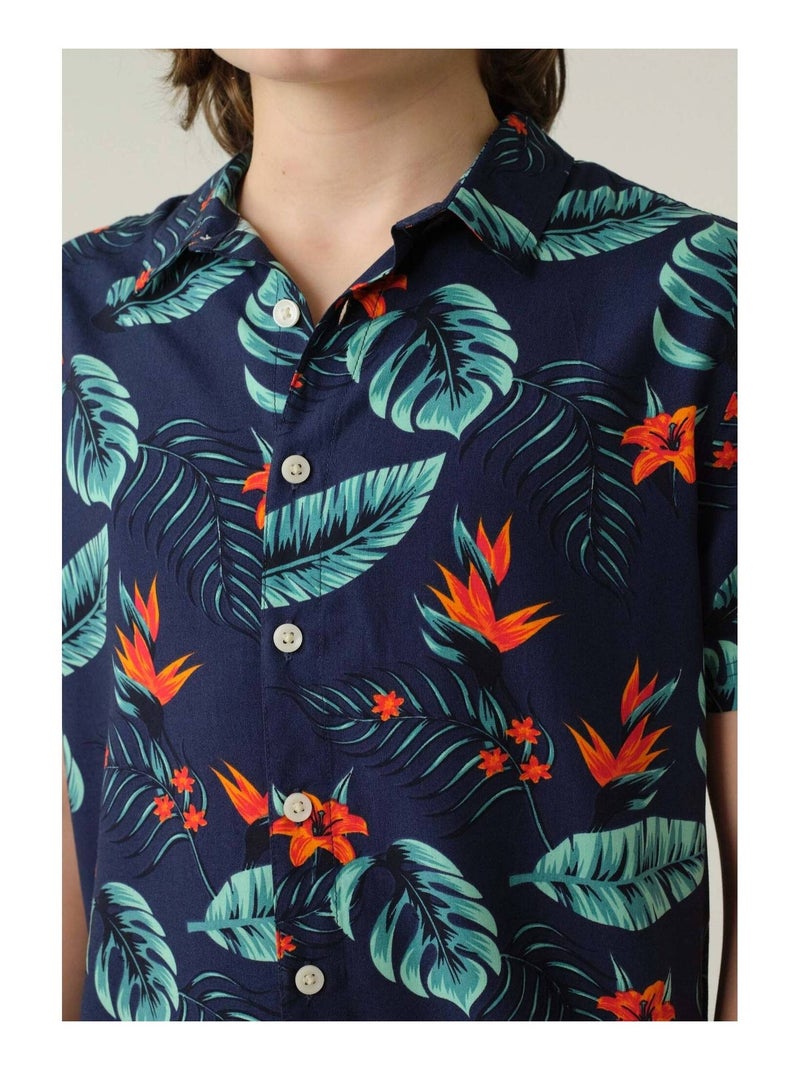 Chemise garçon aux motifs hawaïen 'Deeluxe' Bleu marine - Kiabi