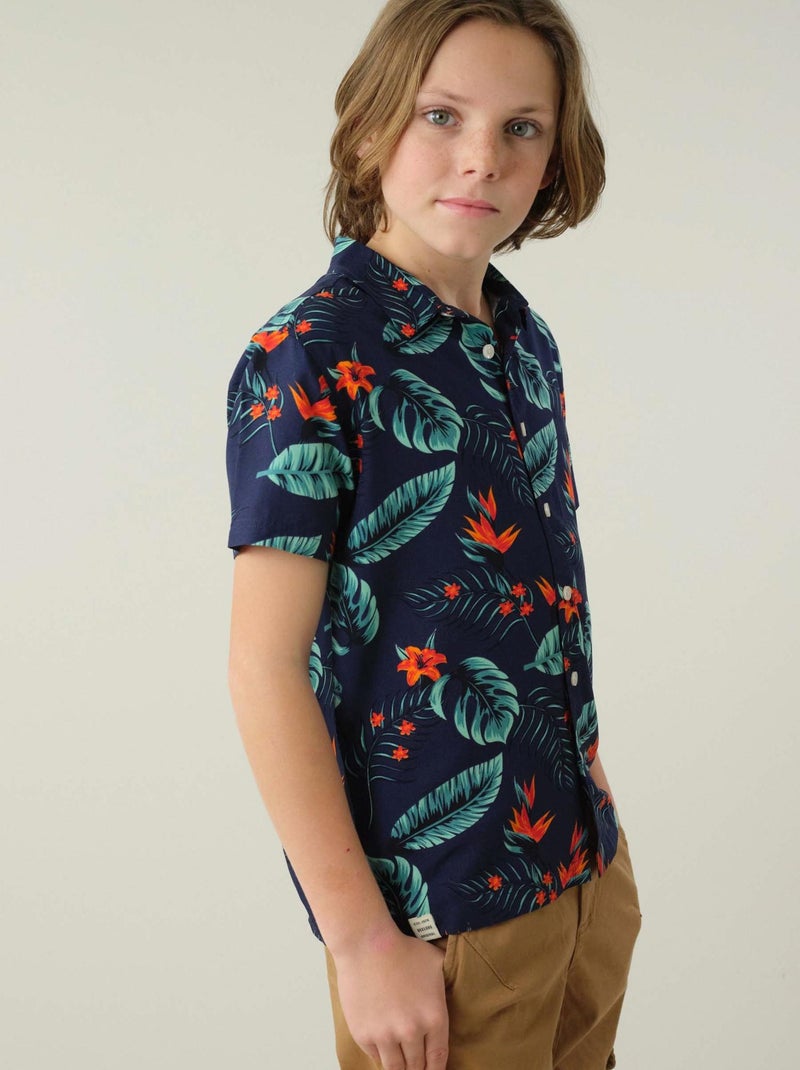 Chemise garçon aux motifs hawaïen 'Deeluxe' Bleu marine - Kiabi