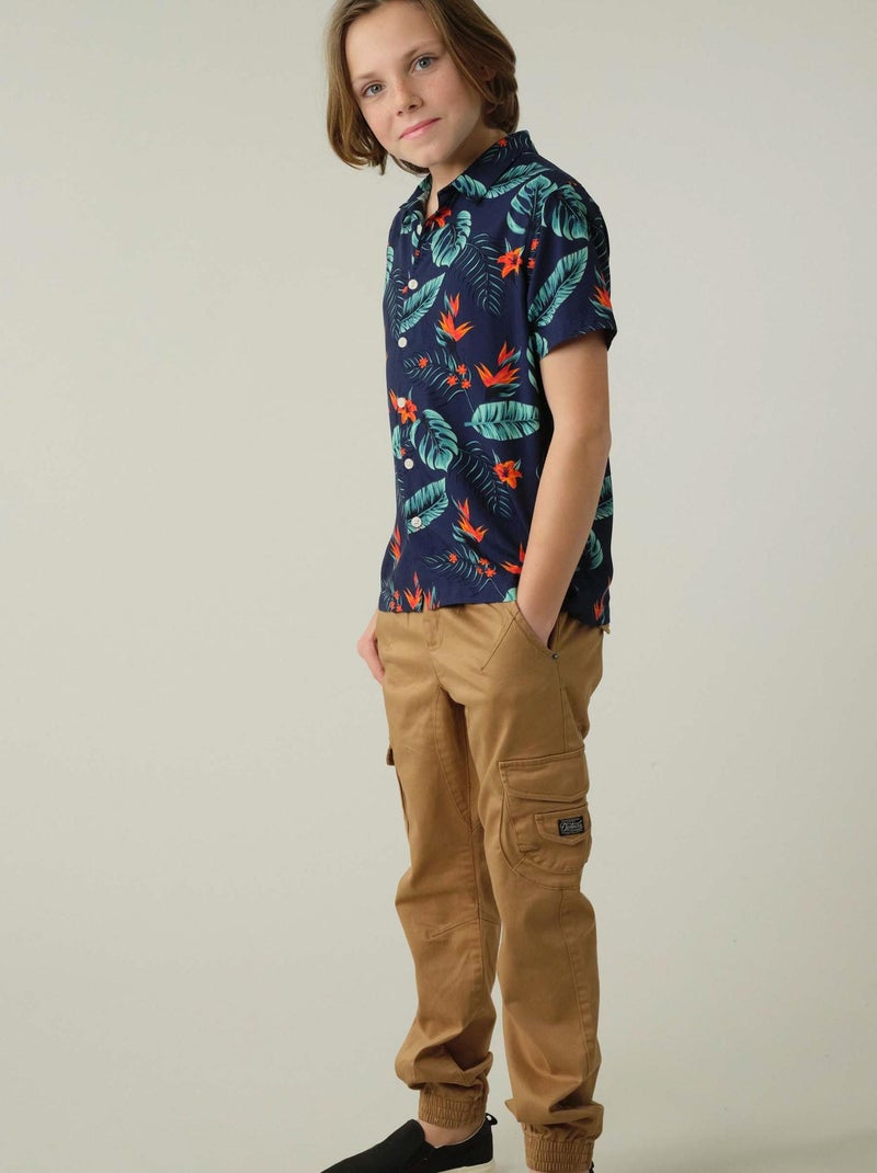 Chemise garçon aux motifs hawaïen 'Deeluxe' Bleu marine - Kiabi