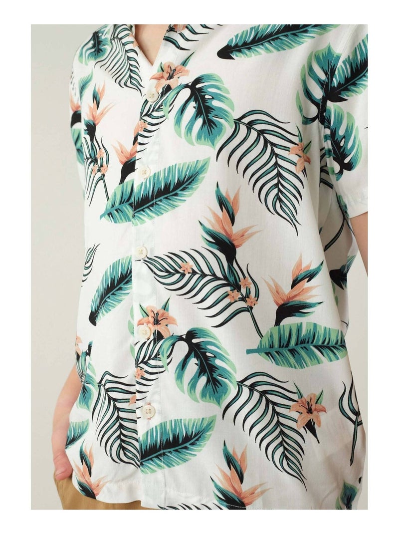 Chemise garçon aux motifs hawaïen 'Deeluxe' Ecru - Kiabi