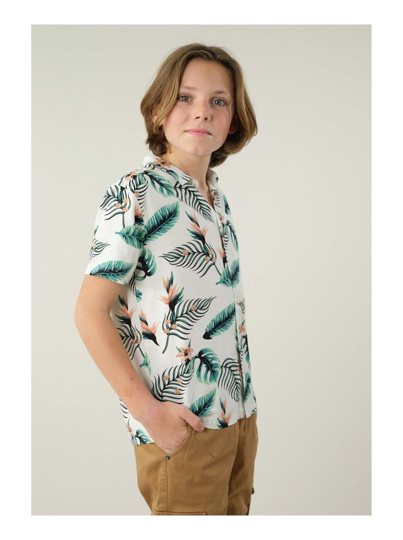 Chemise garçon aux motifs hawaïen 'Deeluxe' Ecru - Kiabi