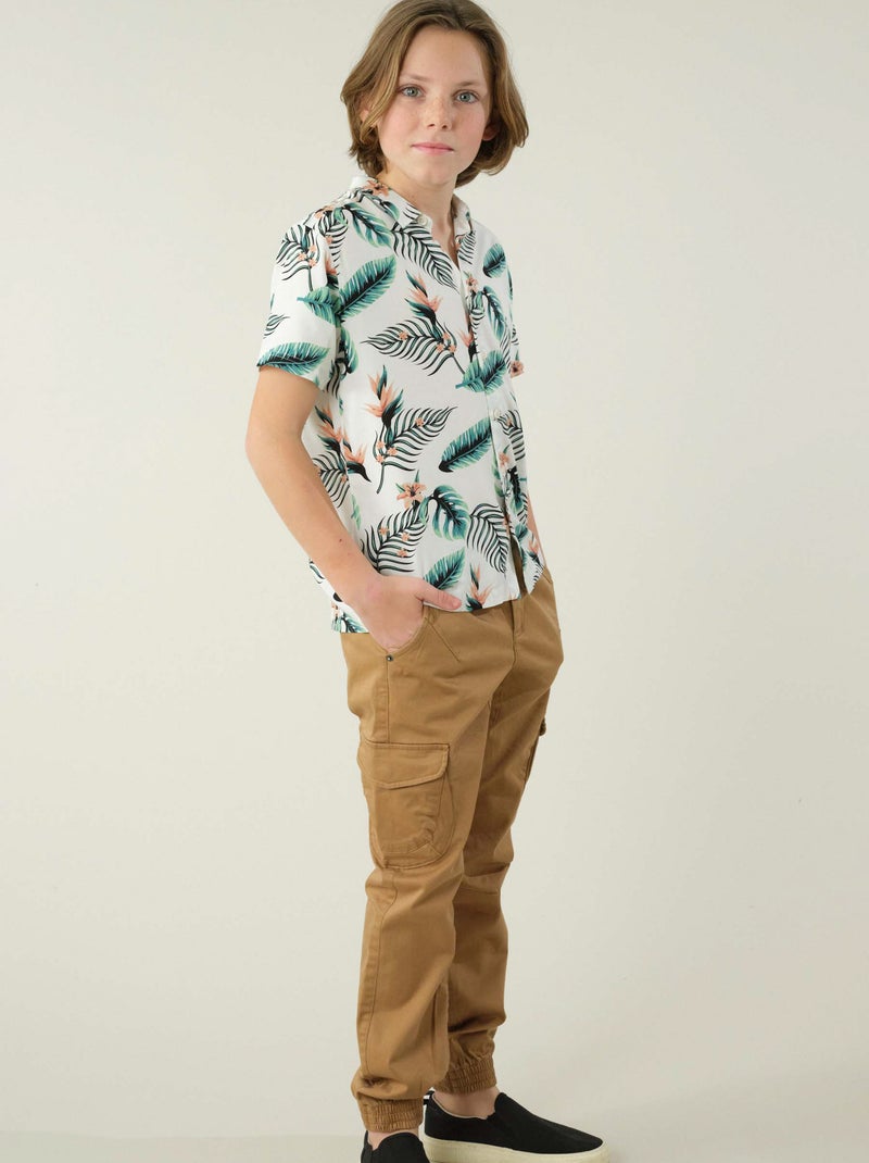 Chemise garçon aux motifs hawaïen 'Deeluxe' Ecru - Kiabi