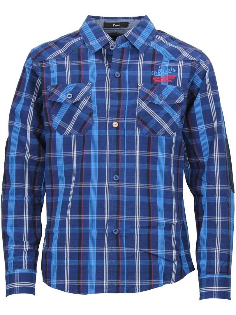 Lot De 10 Chemises Garçon Paper Denim & Cloth - Taille M - Bleu Plaid - Manches Longues