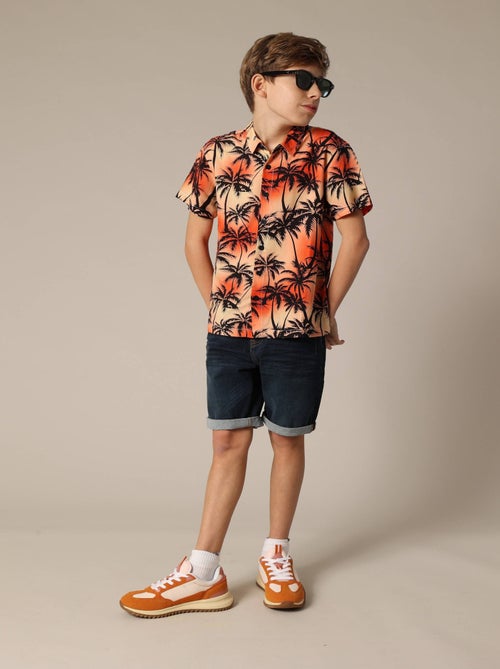 Chemise garçon oversize en viscose à imprimé tropical 'Deeluxe' - Kiabi