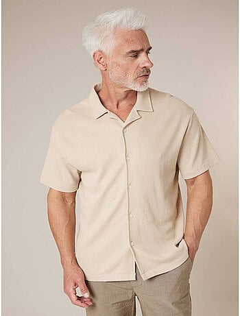 Chemise gauffrée en coton stretch homme 'Deeluxe'