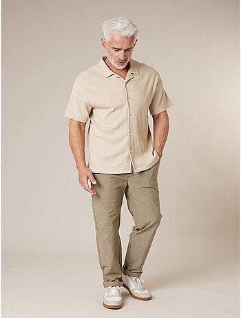 Chemise gauffrée en coton stretch homme 'Deeluxe'