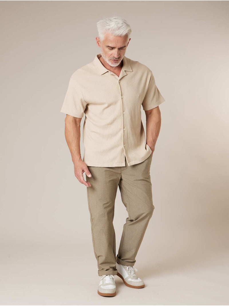 Chemise gauffrée en coton stretch homme 'Deeluxe' Beige - Kiabi