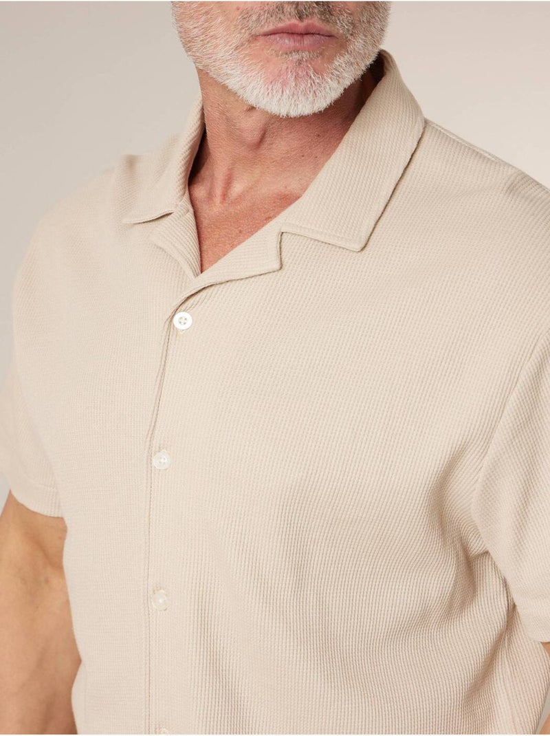 Chemise gauffrée en coton stretch homme 'Deeluxe' Beige - Kiabi