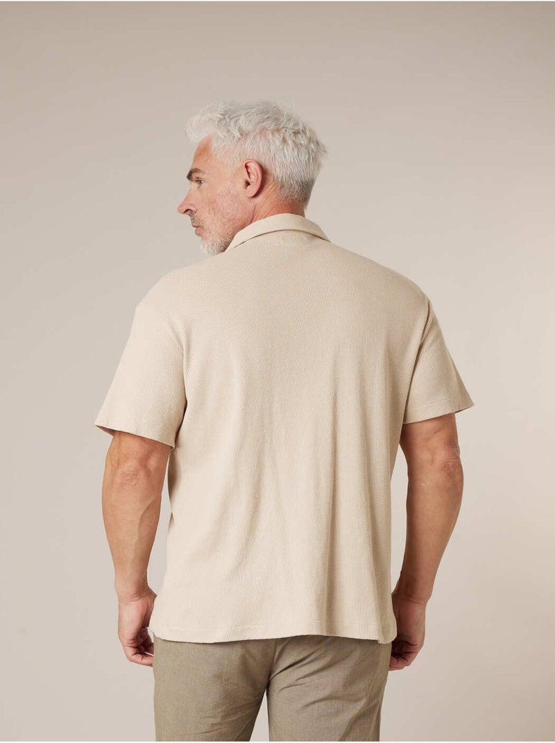 Chemise gauffrée en coton stretch homme 'Deeluxe' Beige - Kiabi