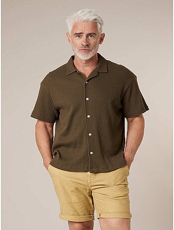 Chemise gauffrée en coton stretch homme 'Deeluxe'