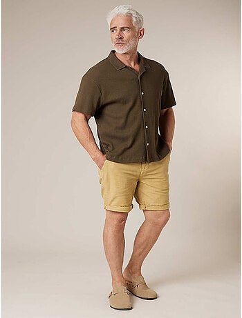 Chemise gauffrée en coton stretch homme 'Deeluxe'