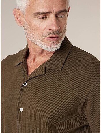 Chemise gauffrée en coton stretch homme 'Deeluxe'