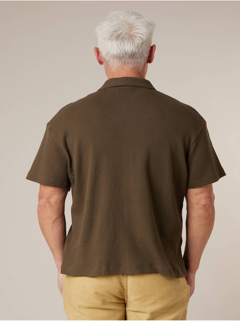 Chemise gauffrée en coton stretch homme 'Deeluxe' Kaki - Kiabi