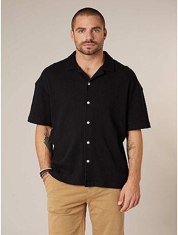 Chemise gauffrée en coton stretch homme 'Deeluxe'