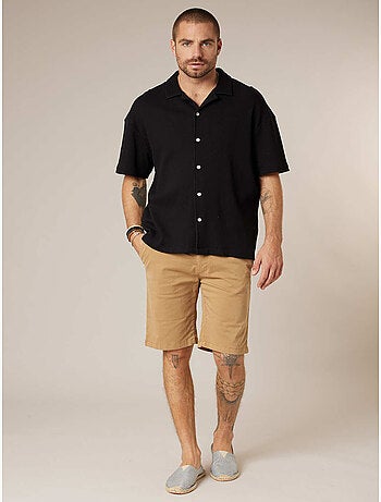 Chemise gauffrée en coton stretch homme 'Deeluxe'