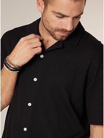 Chemise gauffrée en coton stretch homme 'Deeluxe'