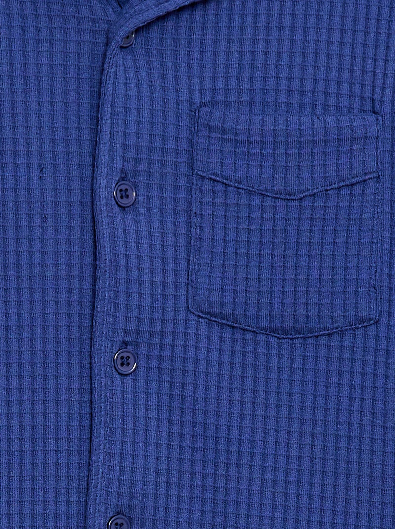 Chemise gaufrée unie Bleu - Kiabi