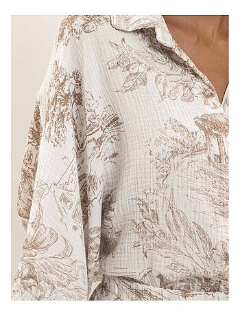 Chemise gaze de coton motifs toile de jouy OLEA