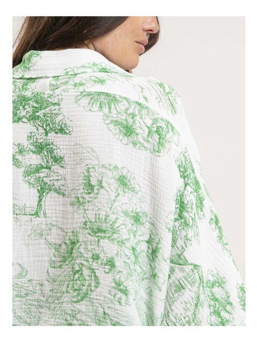 Chemise gaze de coton motifs toile de jouy OLEA - Kiabi Chemise gaze de coton motifs toile de jouy OLEA - Kiabi