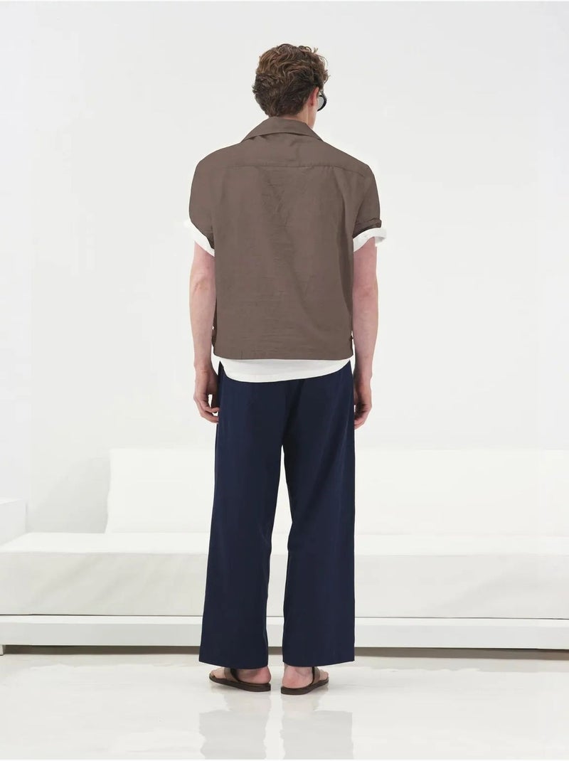 Chemise giesto coupe décontractée manches courtes en popeline Marron clair - Kiabi
