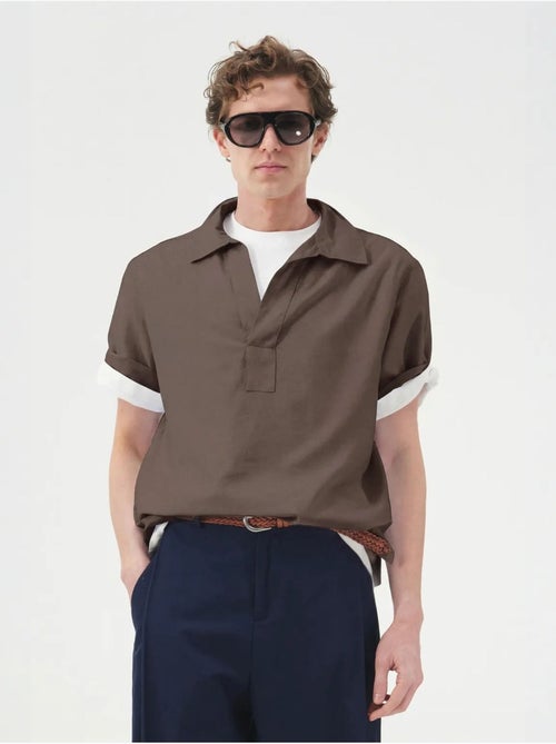 Chemise giesto coupe décontractée manches courtes en popeline - Kiabi Chemise giesto coupe décontractée manches courtes en popeline - Kiabi