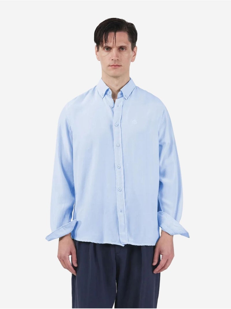 Chemise giesto pour homme, coupe classique, en popeline boutonnée Bleu clair - Kiabi