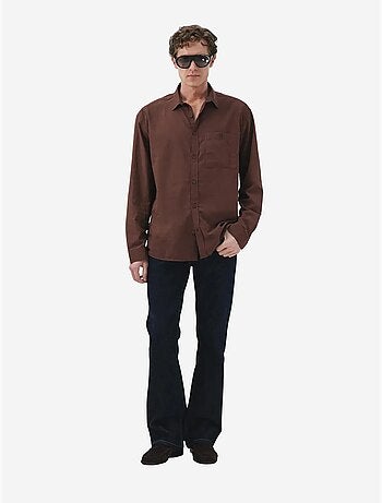 Chemise giesto pour homme, coupe classique, manches longues, en popeline avec poche