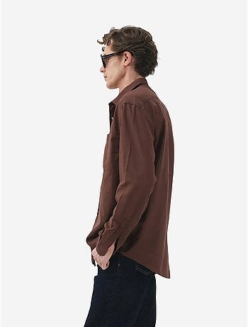 Chemise giesto pour homme, coupe classique, manches longues, en popeline avec poche