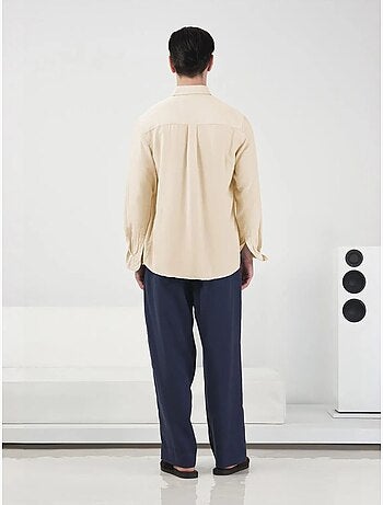 Chemise giesto pour homme, manches longues, col boutonné, en tencel
