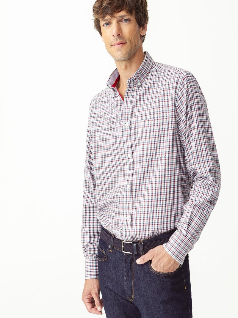 Chemise grattée Thermolactyl carreaux - Damart Bleu - Kiabi