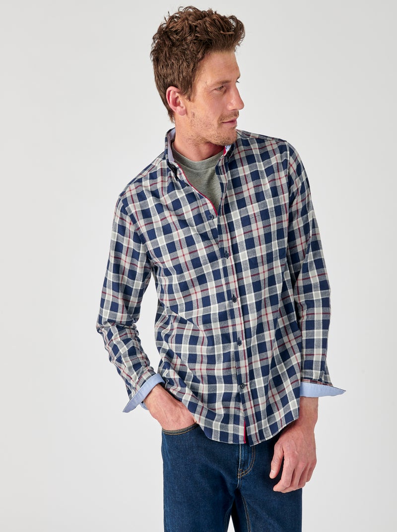 Chemise grattée Thermolactyl carreaux - Damart Bleu marine - Kiabi