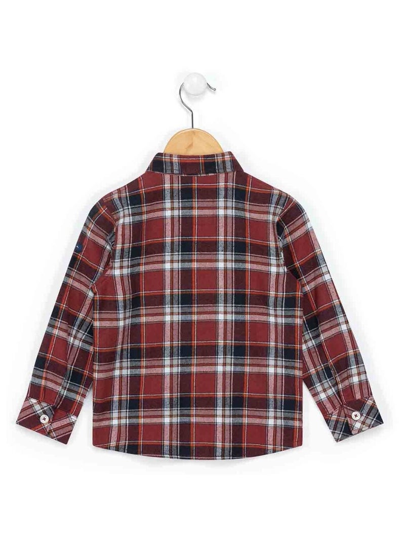 Chemise à Carreaux Manches Courtes Pour Garçon Canyon River Blues - Vin Rouge - Taille L (14-16 Ans)