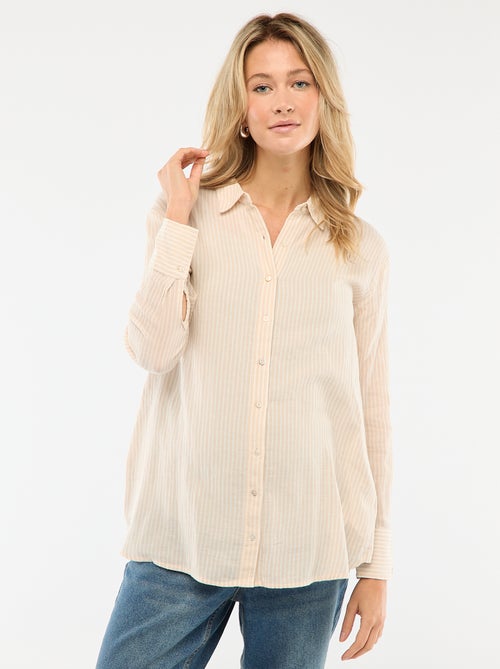 Chemise grossesse en coton rayée - Kiabi