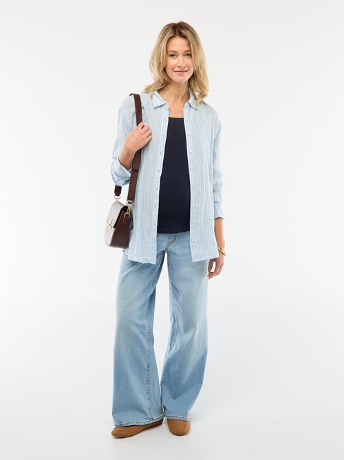 Chemise grossesse en coton rayée - Kiabi