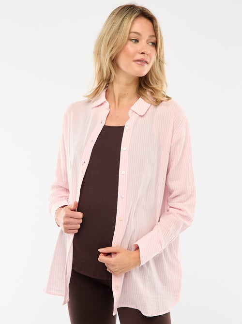 Chemise grossesse en coton rayée - Kiabi